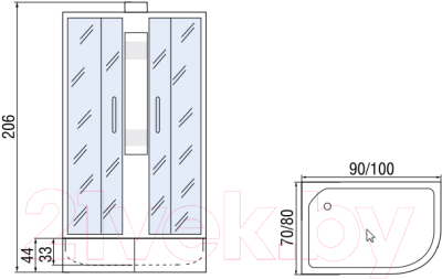 Душевая кабина RIVER Мономах Б/К 100/80/44 МЗ R