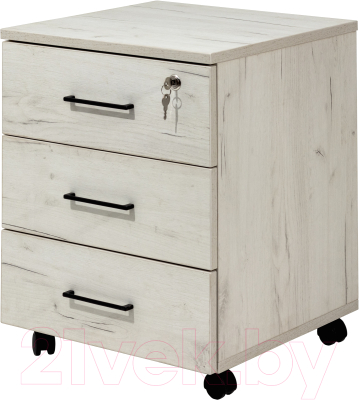 Тумба Millwood TM4 подкатная с замком (дуб белый Craft) - фото