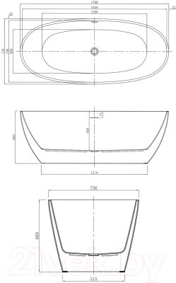 Ванна акриловая Azario Darwin 170x75 DAR17075