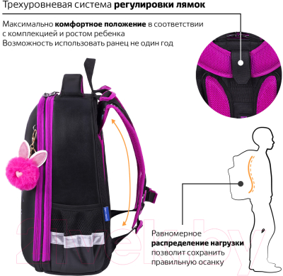 Школьный рюкзак Brauberg Shiny. Magic Cat / 271381