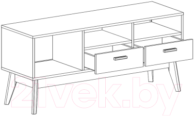 Тумба Мебельград Калгари ТВ 128х40х57 (дуб натуральный светлый/белый матовый)