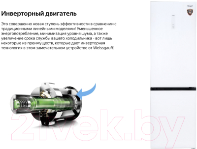 Холодильник с морозильником Weissgauff WRK 2000 WGNF DC Inverter