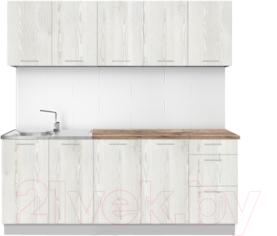 Кухонный гарнитур Артём-Мебель Оля СН-114 без стекла ДСП 2.0м (сосна лофт белая) - фото