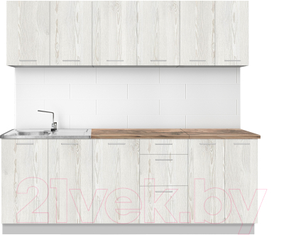 Кухонный гарнитур Артём-Мебель Оля СН-114 без стекла ДСП 2.2м (сосна лофт белая) - фото