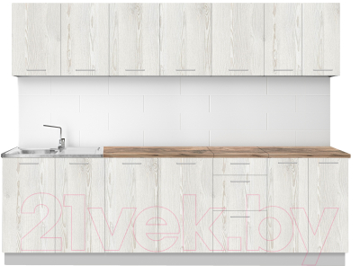 Кухонный гарнитур Артём-Мебель Оля СН-114 без стекла ДСП 2.6м (сосна лофт белая) - фото