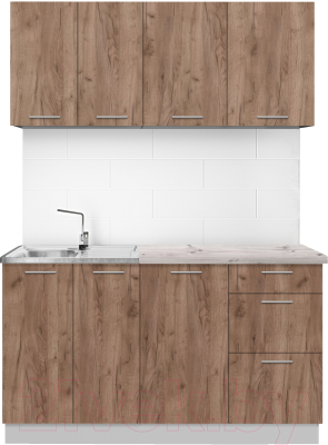 Кухонный гарнитур Артём-Мебель Оля СН-114 без стекла ДСП 1.4м (дуб крафт табачный) - фото