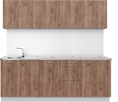 Кухонный гарнитур Артём-Мебель Оля СН-114 без стекла ДСП 2.2м (дуб крафт табачный) - фото