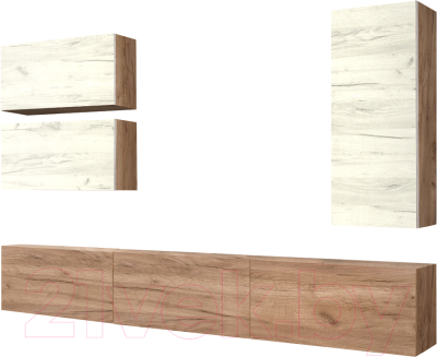 Стенка Артём-Мебель Венеция СН 121.01 (дуб крафт белый/дуб крафт табачный) - фото
