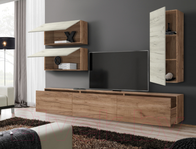 Стенка Артём-Мебель Венеция СН 121.01 (дуб крафт белый/дуб крафт табачный)