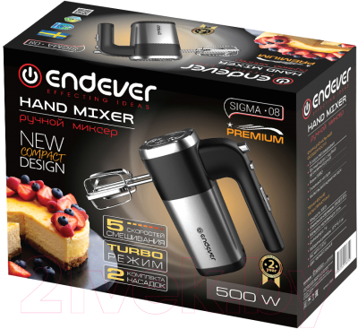 Миксер ручной Endever Sigma-08 (черный/стальной)