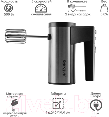 Миксер ручной Endever Sigma-06 (черный/стальной)