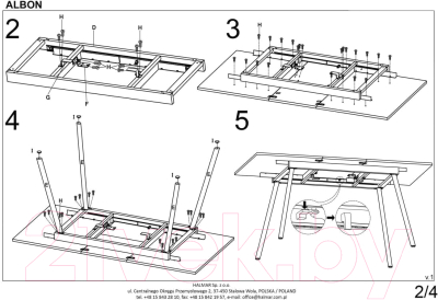 Обеденный стол Halmar Albon 120-160x80x76