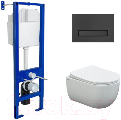 Унитаз подвесной с инсталляцией Berges Atom 043306 (с сиденьем и кнопкой смыва) - фото