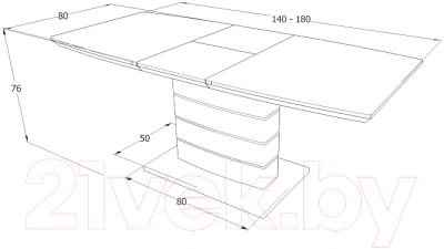 Обеденный стол Signal Bernardo 140 раскладной 140-180x80x76