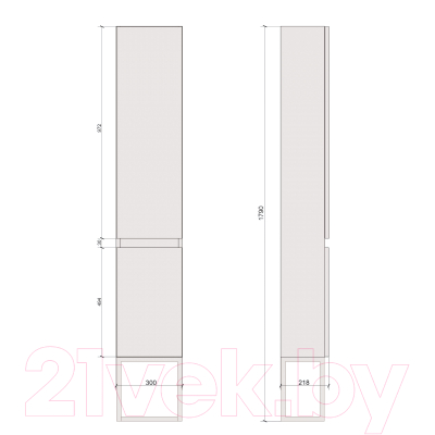 Шкаф-пенал для ванной Дабер 020 / СТ20.0.2.6Ч (дуб канзас коричневый/бетон чикаго)