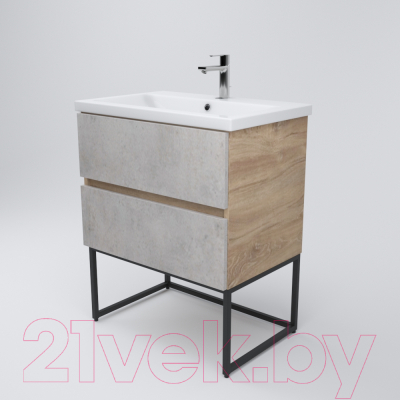 Тумба под умывальник Дабер 012 / Т12.8.2.7 (дуб канзас коричневый/бетон чикаго)