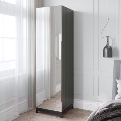 Шкаф Алери Ричмонд с зеркалом однодверный (грей/черно-серый)