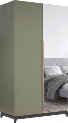 Шкаф Алери Ричмонд с зеркалом двухдверный (грей/черно-серый) - фото