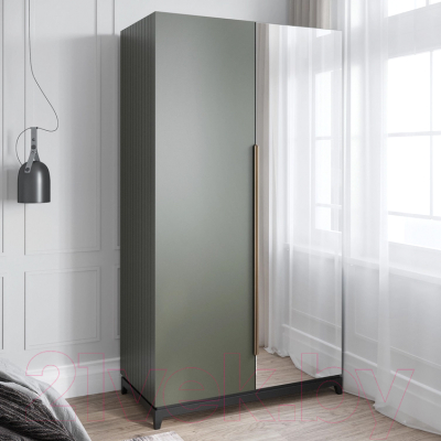 Шкаф Алери Ричмонд с зеркалом двухдверный (грей/черно-серый)