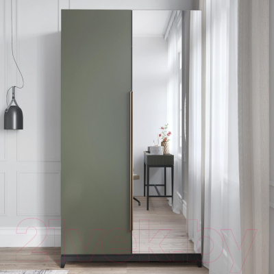 Шкаф Алери Ричмонд с зеркалом двухдверный (грей/черно-серый)