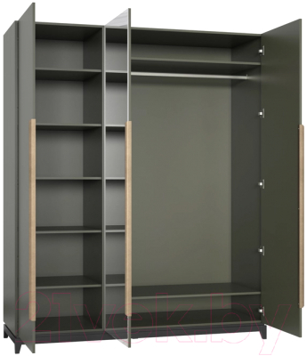 Шкаф Алери Ричмонд с зеркалом трехдверный (грей/черно-серый)