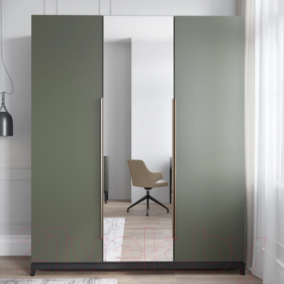 Шкаф Алери Ричмонд с зеркалом трехдверный (грей/черно-серый)