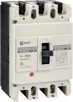 Выключатель автоматический EKF PROxima ВА-99М 250/250А 3P 35кА / mccb99-250-250m - фото