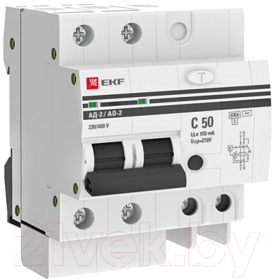 Дифференциальный автомат EKF PROxima АД-2 50А/100мА / DA2-6-50-100-pro - фото