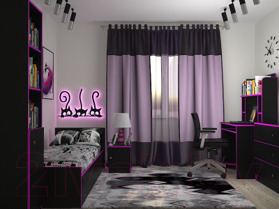 Односпальная кровать МДК Black BL-КР9Ф 80x200/700x852x2032