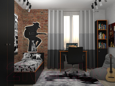 Комод МДК Black BL-КМ1С с 3 ящиками 820x800x418 (черный/кромка синяя)