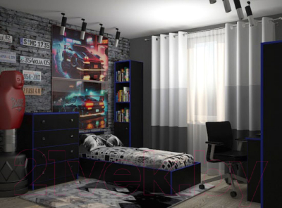 Стеллаж МДК Black BL-СЛУ3С 390x386x2000 (черный/кромка синяя)