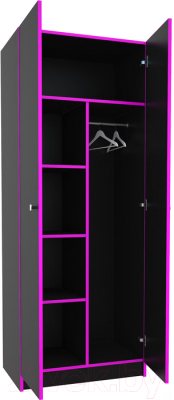 Шкаф МДК Black 2-х створчатый BL-СК2Ф 490x800x1980 (черный/кромка фуксия)
