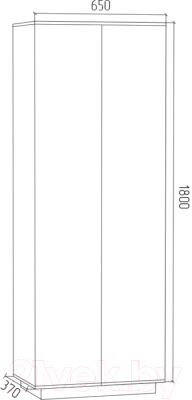 Шкаф МДК Black 2-х створчатый низкий BL-ГШ3С 370x650x1800 (черный/кромка синяя)