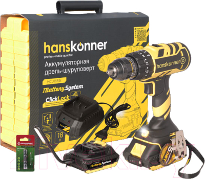 Аккумуляторная дрель-шуруповерт Hanskonner HCD1865I - фото
