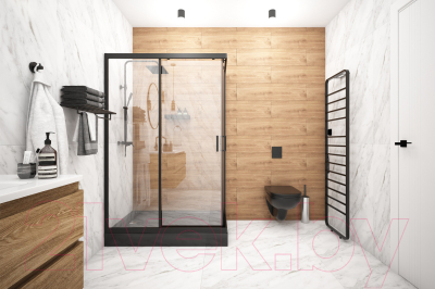 Душевой уголок МетаКам Universal Pro Black 120x80 / KKS_014548 (прозрачное стекло)