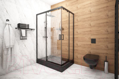 Душевой уголок МетаКам Universal Pro Black 120x80 / KKS_014548 (прозрачное стекло)