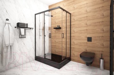 Душевой уголок МетаКам Universal Pro Black 120x80 / KKS_014548 (прозрачное стекло)