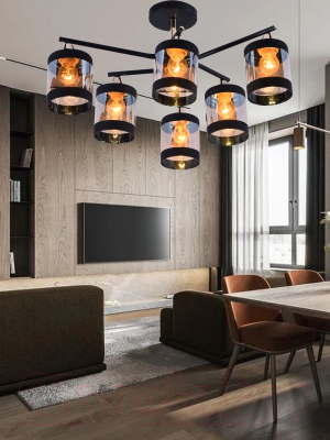 Потолочный светильник Mirastyle MH-10146/6B MBK+GD