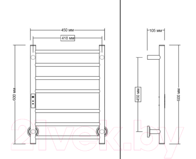 Полотенцесушитель электрический Maxonor Pure Life PL-TRE01-45-7-7