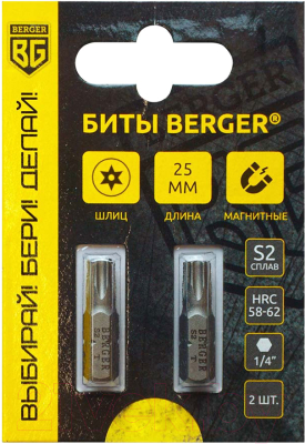 Набор бит BERGER Torx T40Hx25мм S2 / BG2395