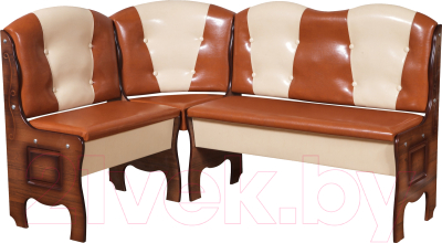 Уголок кухонный мягкий Слонимдревмебель Тюльпан М (орех/светло-коричневый/бежевый) - фото