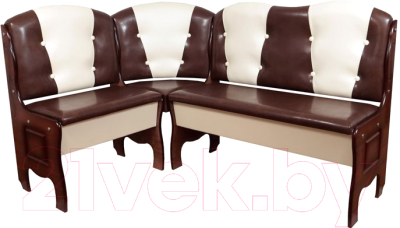 Уголок кухонный мягкий Слонимдревмебель Тюльпан М (орех/темно-коричневый/бежевый) - фото