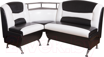 Уголок кухонный мягкий Слонимдревмебель Нарцисс плюс угловой (сосна джексон/черный/белый) - фото