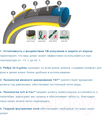 Шланг поливочный Hozelock Tricoflex Ultraflex 116251 / Б0046568