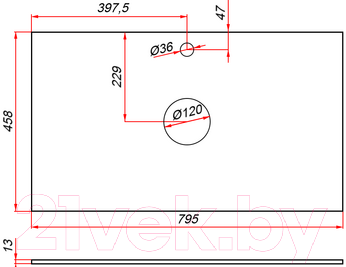 Столешница для ванной ЗОВ 13 / CKP13W795458C2 (белый)