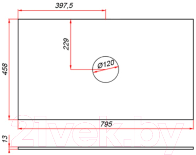 Столешница для ванной ЗОВ 13 / CKP13W795458C1 (белый)