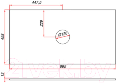 Столешница для ванной ЗОВ 13 / CKP13W895458C1 (белый)