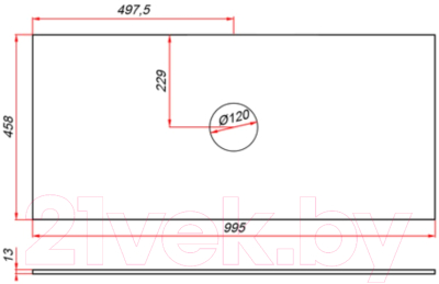 Столешница для ванной ЗОВ 13 / CKP13W995458C1 (белый)