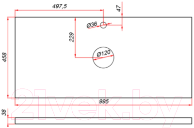 Столешница для ванной ЗОВ HPL 38 / CHPL38T995458C2 (туя)