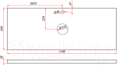 Столешница для ванной ЗОВ HPL 38 / CHPL38T1195458C2 (туя)